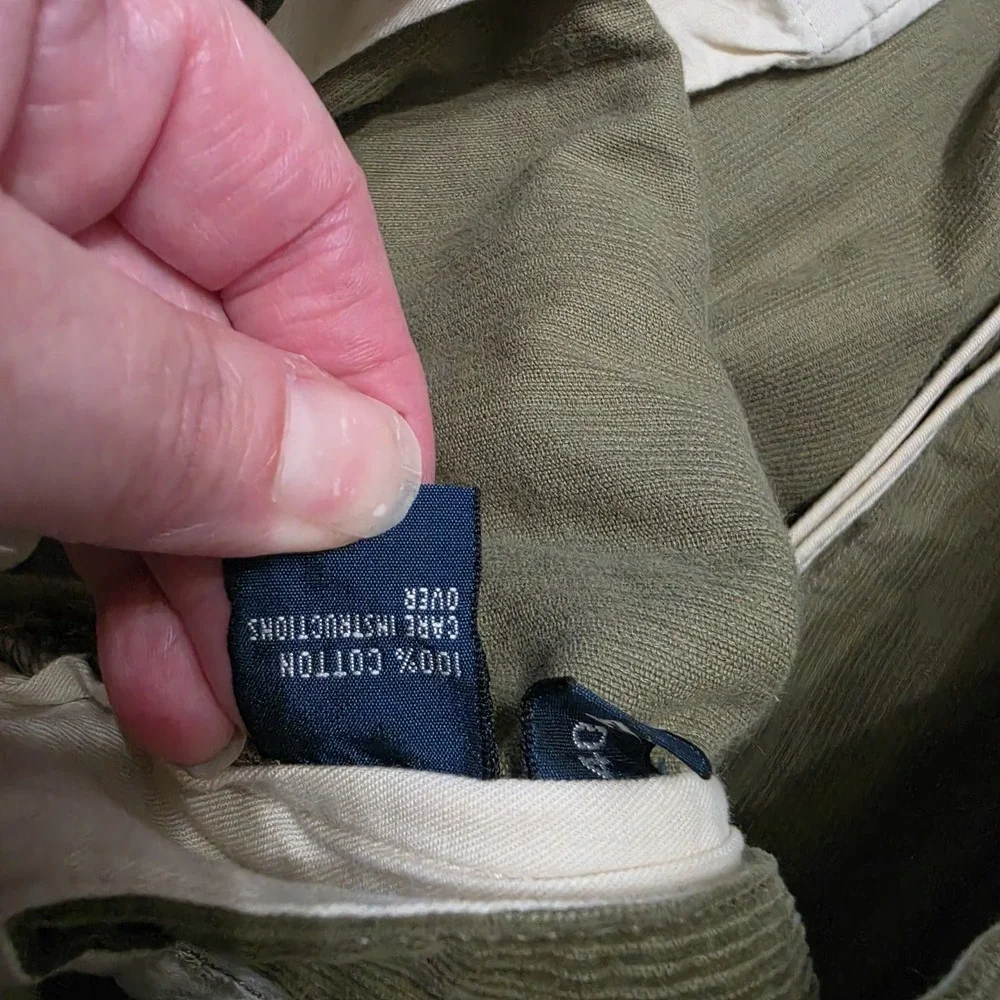 Vintage 90s Polo Ralph Lauren Hammond Green Corduroy Pleated Pants Size 40x32